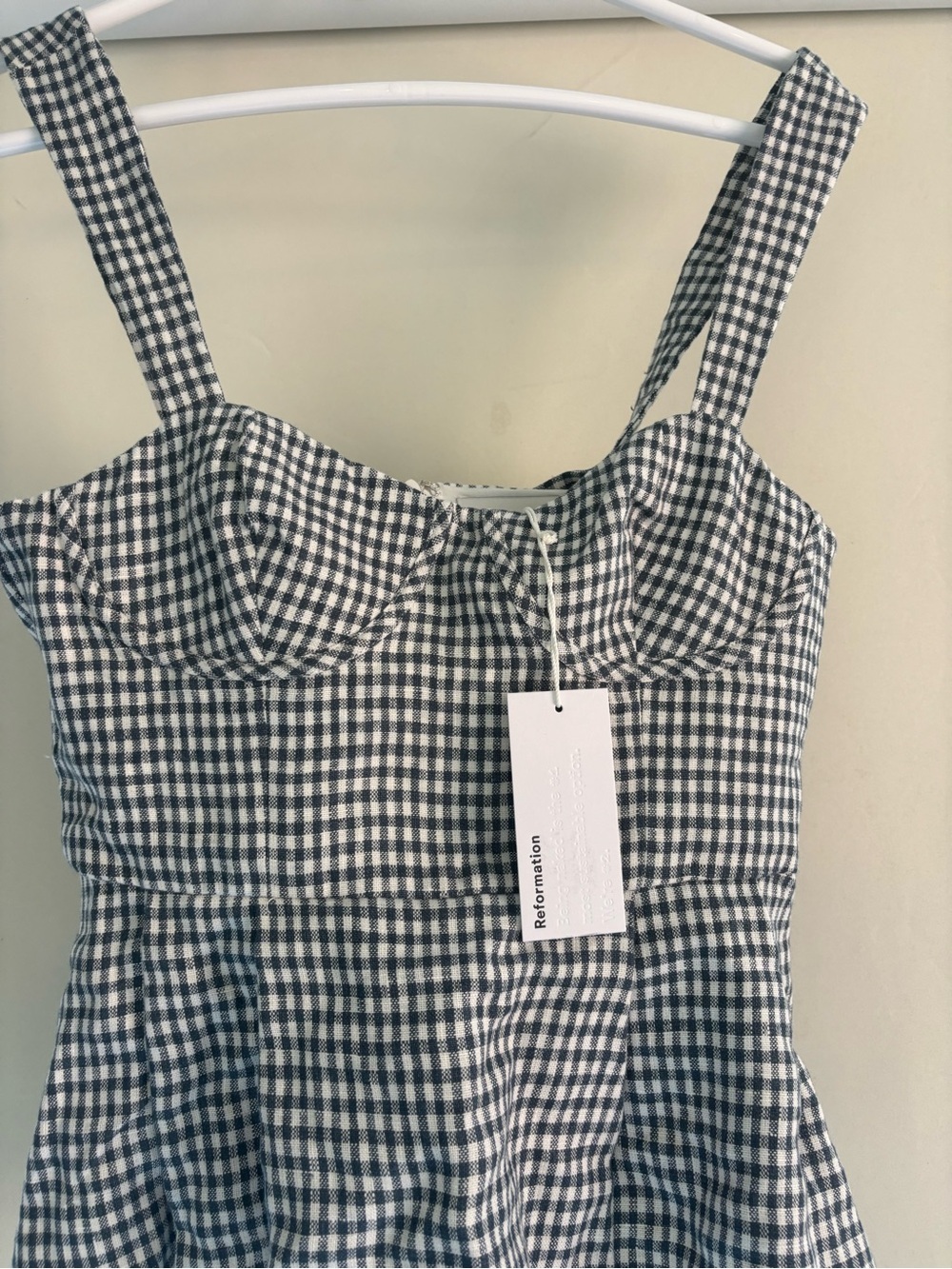 NWT Reformation Black and White Gingham Bustier Tank Top